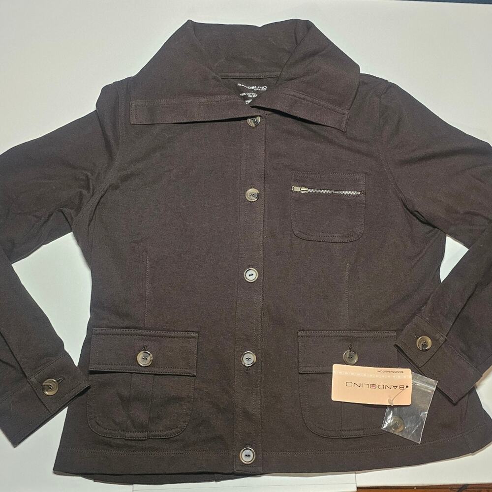 NWT Women's Brown Buttondown Light-weight Jacket with Pockets 100% Cotton